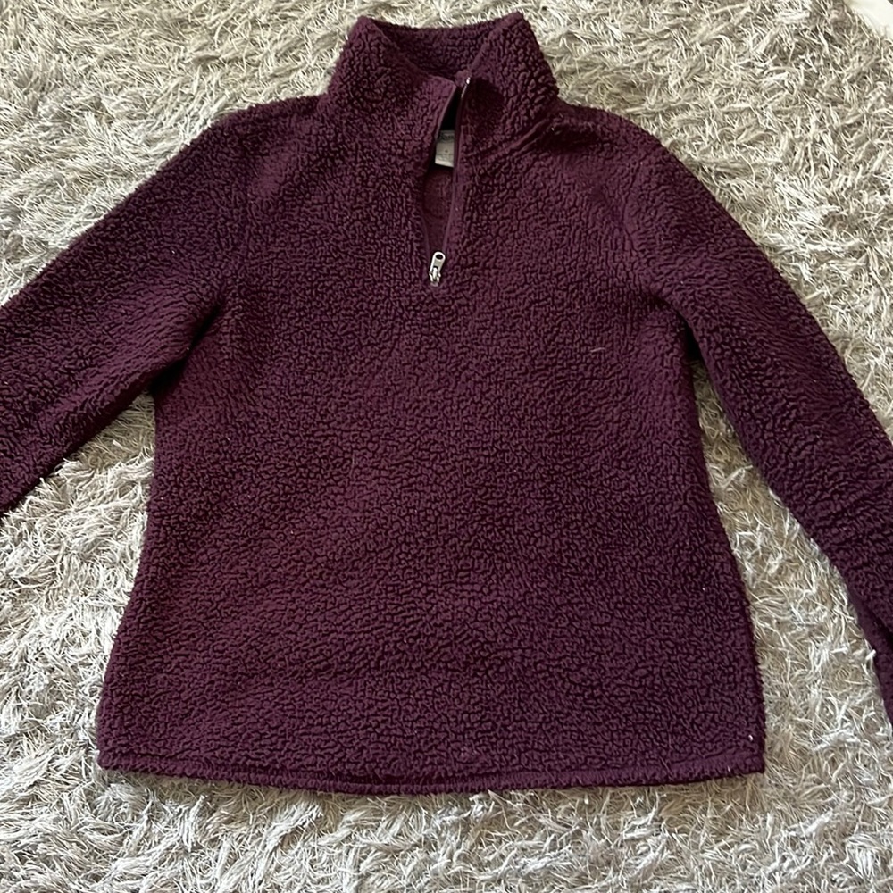 Bass sherpa quarter zip, Size medium, Maroon